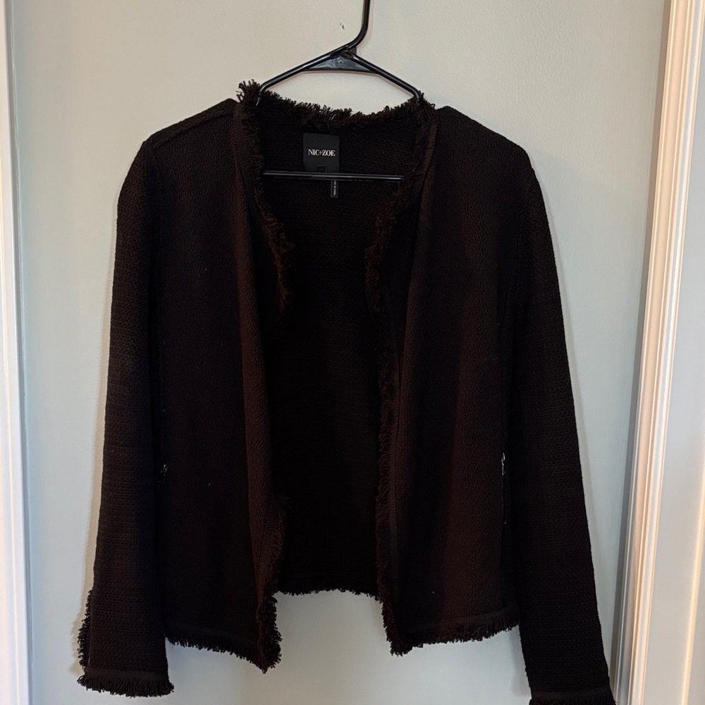 Nic+Zoe Black Frayed Cardigan